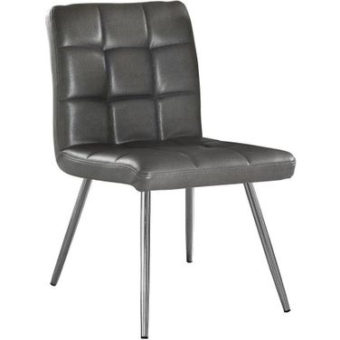 Dining Chair Set Of 2 In Grey Leather Look I 1072