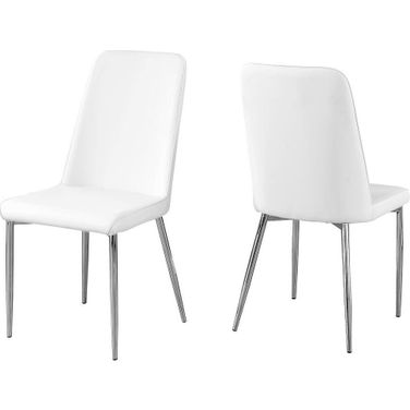 Dining Chair Set Of 2 In White Leather Look Chrome