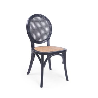 Dining Chair with Elm Wood Frame In Matte Black