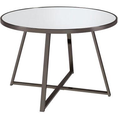 Jillian Round Dining Table with Tempered Mirror Top Black Nickel