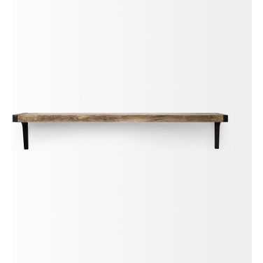 Dion I Wood And Metal Wall Shelf In Brown