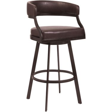 Dione 30 Inch Bar Height Barstool In Auburn Bay and Brown Faux Leather