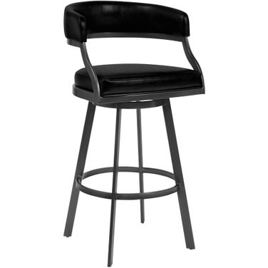 Dione 30 Inch Bar Height Barstool In Mineral Finish and Vintage Black Faux Leather