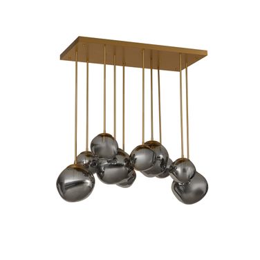 Dionis Rectangular Chandelier In Smoked and Brushed Gold