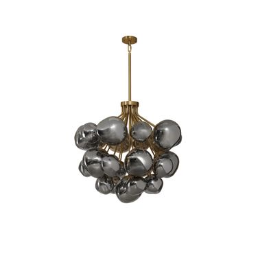 Dionis Round Chandelier In Smoked and Brushed Gold