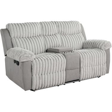 Dionysus Manual Reclining Loveseat with Console In Gray