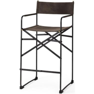 Direttore Brown And Gray Suede With Metal Frame Counter Stool