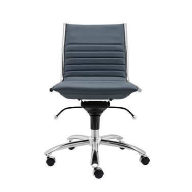 Dirk Armless Low Back Office Chair In Blue