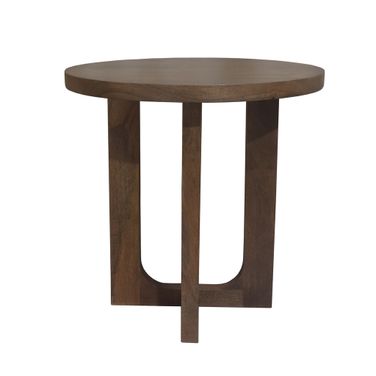 Dirza Mango Wood Indoor Round Side Table In Brown
