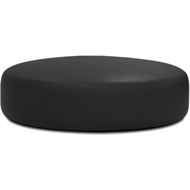 Disc 40 Inch Round Black Leatherette Ottoman