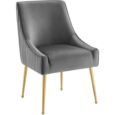 Discern Gray Pleated Back Upholstered Performance Velvet Dining Chair