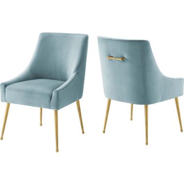 Discern Light Blue Upholstered Performance Velvet Dining Chair Set of 2 EEI-4148-LBU