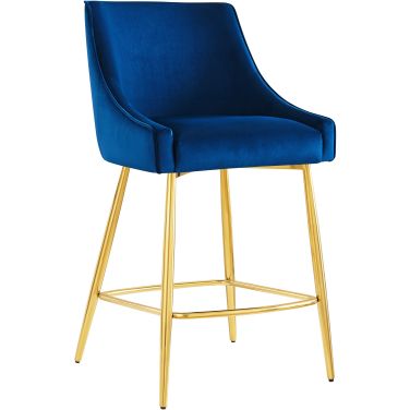 Discern Performance Velvet Counter Stool In Navy