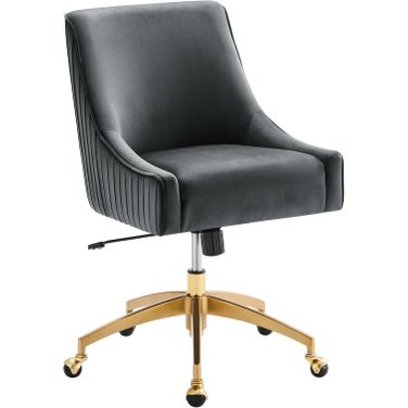 Discern Performance Pleated Back Velvet Office Chair In Gray