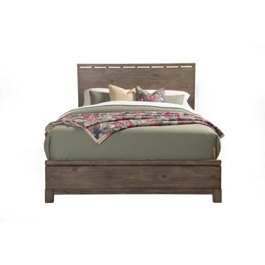 Distressed Solid Wood Queen Bed Frame In Gray