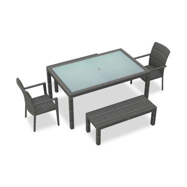 District 5 Piece 6-Seat Bench Dining Set In Textured Slate