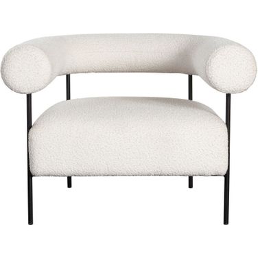 District Accent Chair In Ivory Boucle Fabric With Black Metal Frame