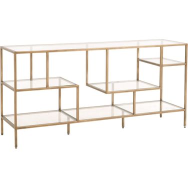 District Beakman Low Bookcase In Brass