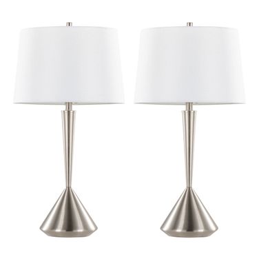 Diva 29 Inch Metal Table Lamp Set of 2 In Brushed White