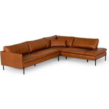 Divani Casa Sherry Modern Cognac Leather Right Facing Sectional Sofa