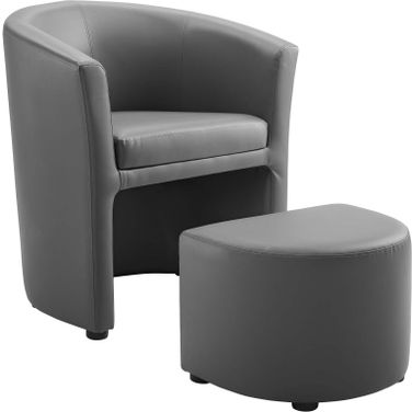 Divulge Gray Arm Chair and Ottoman