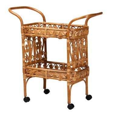 Diwata Kitchen Cart In Natural Brown Rattan