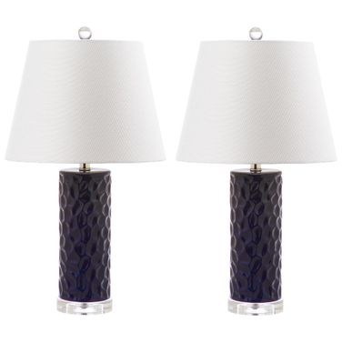 Dixon Navy Table Lamp with White Shade Set of 2