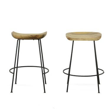 Diya 24.5 Inch Counter Stool - Set of 2 In Natural Seat and Black Base