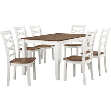 Dobson 7-Piece Pack Dinette Set In Cherry and White