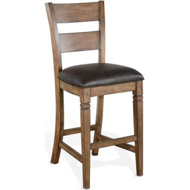 Doe Valley Ladderback Barstool with Cushion Seat Set of 2 In Buckskin