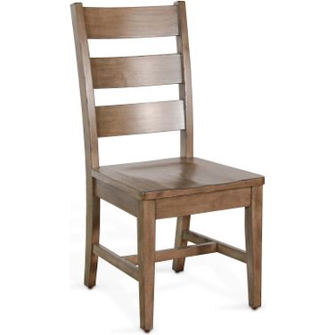 Doe Valley Ladderback Chair with Stretchers with Wood Seat Set of 2 In Buckskin