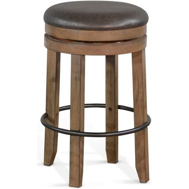 Doe Valley 18 Inch Swivel Barstool with Cushion Seat Set of 2 In Buckskin