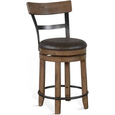 Doe Valley Swivel Barstool with Cushion Set of 2 In Buckskin