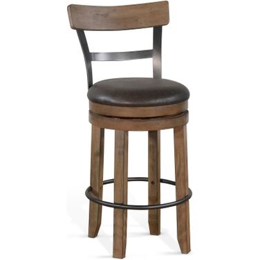 Doe Valley 19 Inch Swivel Barstool with Cushion Seat Set of 2 In Buckskin