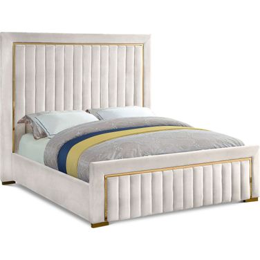 Dolce Velvet King Bed In Cream