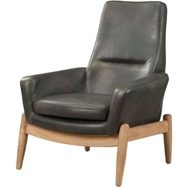 Dolphin Black Leather Accent Chair