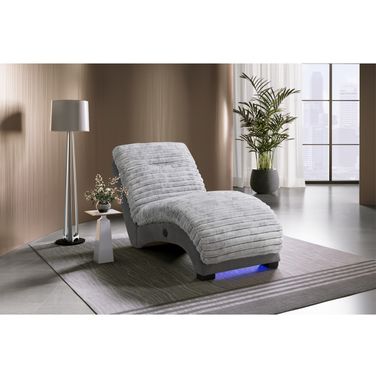 Dominic 36 Inch Chaise with USB In Nickel and Grey