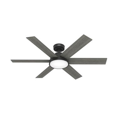 Donatella 52 Inch Ceiling Fan with LED Light Kit and Handheld Remote In Matte Black and Dark Gray Oak