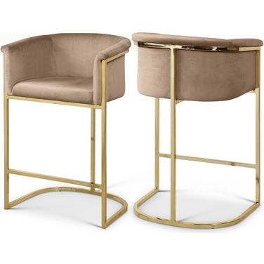 Donatella Velvet Stool In Beige