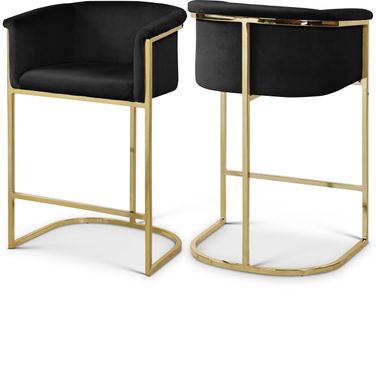 Donatella Velvet Stool In Black