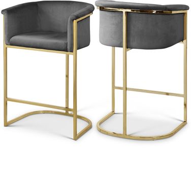 Donatella Velvet Stool In Grey
