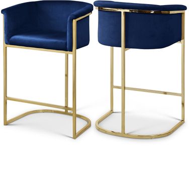 Donatella Velvet Stool In Navy