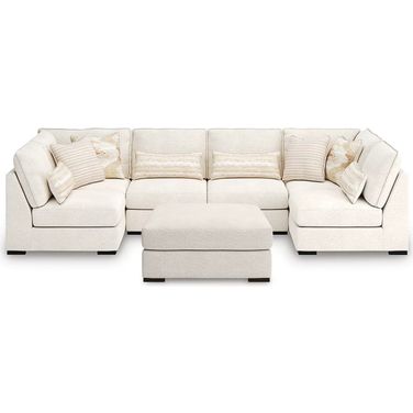 Donelson Creek 4-Piece Sectional and Ottoman In Vanilla