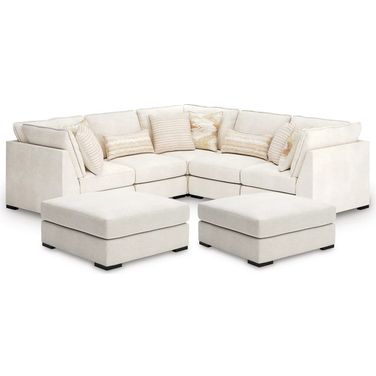 Donelson Creek 5-Piece Sectional and 2 Oversized Ottomans In Vanilla