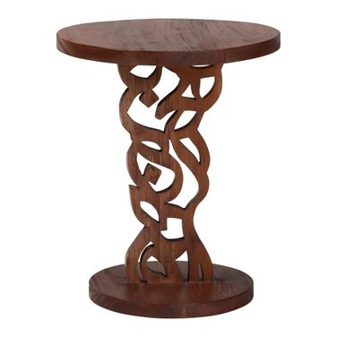 Donna Round Nightstand with Pedestal Base In Mahogany Brown