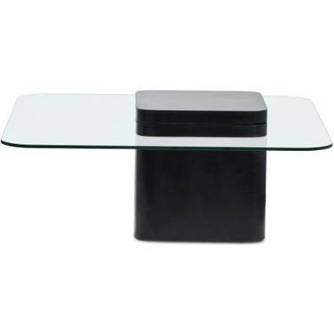 Donora Square Cocktail Table In Clear Glass And Obsidian