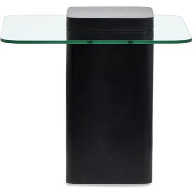 Donora Square End Table In Clear Glass And Obsidian