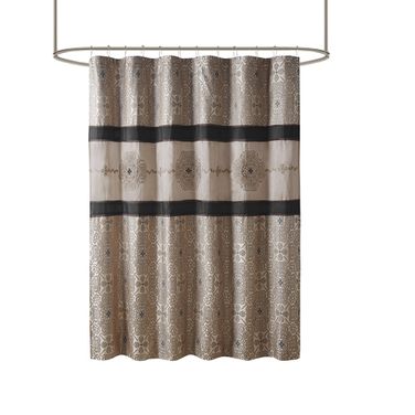 Donovan Embroidered Shower Curtain In Black