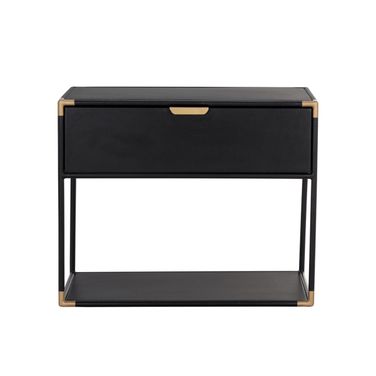 Doone Nightstand In Matte Black and Brass