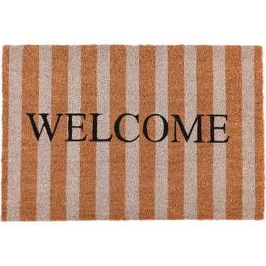 Doormat Striped Welcome 24x36 Rug In Natural